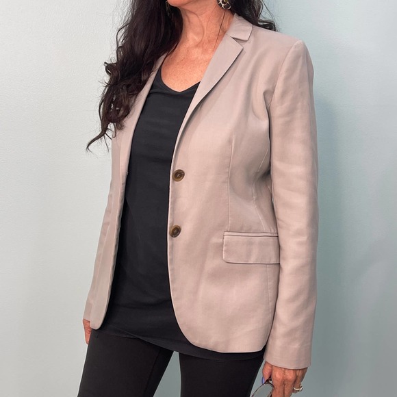J. Crew Jackets & Blazers - J.Crew Cotton Blazer Lined Pockets Buttons Size 4 Small Neutral Capsule Basic